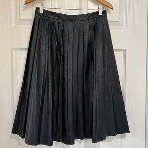 Worthington Faux Leather Elegant Black Pleated Skirt